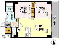 カスタリア西船橋II 3階2LDKの間取り