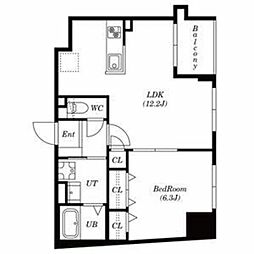 ステーションフロント浅草 5階1LDKの間取り