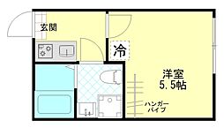 コンフォート東四ツ木 2階1Kの間取り