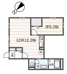 サンハイム大島 2階1LDKの間取り