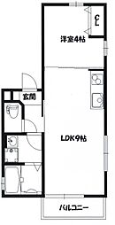 ココシャイン東尾久 2階1LDKの間取り