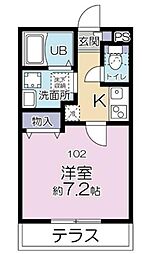 東急目黒線 武蔵小山駅 徒歩9分の賃貸マンション 1階1Kの間取り