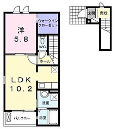パレス センチュリー 2階1LDKの間取り