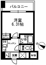 レジディア三越前 1Kの間取図画像