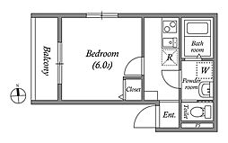 近鉄奈良線 瓢箪山駅 徒歩7分の賃貸アパート 1階1Kの間取り