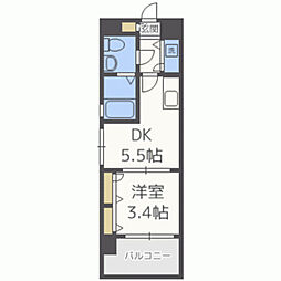 F.PARC西新 1DKの間取図画像