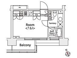 カスタリア戸越 ワンルームの間取図画像