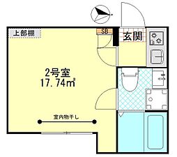 パーチェ堀切 2階1Kの間取り