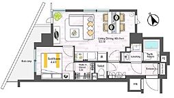 アイフラット代々木上原 5階1LDKの間取り