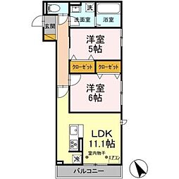 クレストI 2LDKの間取図画像