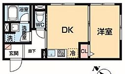 HarmonyFlats神楽坂 1DKの間取図画像