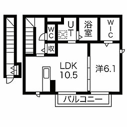 神鉄粟生線 栄駅 徒歩5分の賃貸アパート 2階1LDKの間取り