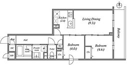 プライムガーデン若木 3階2LDKの間取り