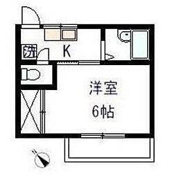 メゾンドール 2階1Kの間取り