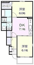 ベル・アンジュ2 2DKの間取図画像