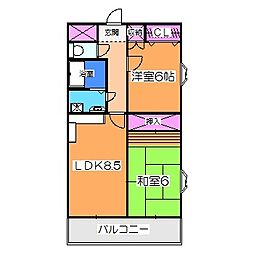 ソファイン深井 2LDKの間取図画像