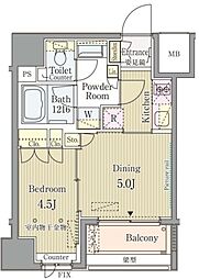 セレニティー神田 10階1DKの間取り