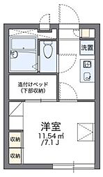レオパレスルミエールII 1階1Kの間取り
