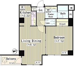 コート初台 2階1LDKの間取り