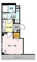 グラン チノ 3階1Kの間取り