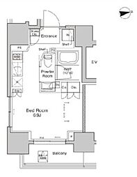 プラウドフラット浅草雷門 9階ワンルームの間取り