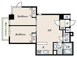 エスパシオ内藤町 1階2LDKの間取り