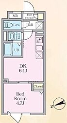 エルファーロ中野IX 1DKの間取図画像
