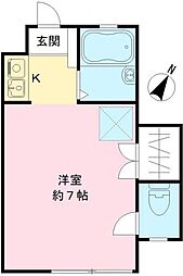 ドリームコート南平 1階ワンルームの間取り