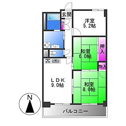 ダイヤモンドハイツ2 3LDKの間取図画像