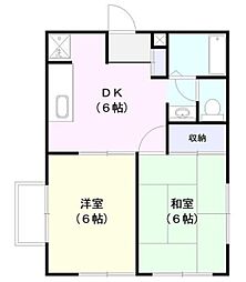 ドエル東寺山 2DKの間取図画像