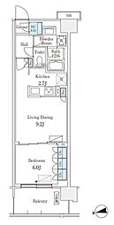 スカイグランデ津田沼 5階1LDKの間取り