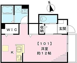 カーム 1階ワンルームの間取り