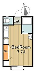 イーストガーデンウィズ橋本 1階ワンルームの間取り