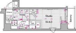 グランドガーラ横濱山下町 1Kの間取図画像