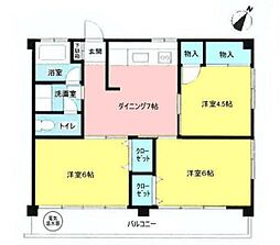 日吉レジデンス 3DKの間取図画像