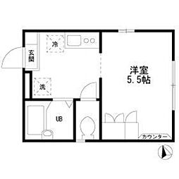 アーク・Ｋ 2階ワンルームの間取り