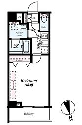 フュージョナル王子RICOTT 4階1Kの間取り