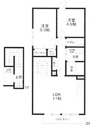 N 1階2LDKの間取り