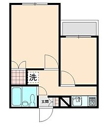 ラフォンテ越谷 2階2Kの間取り