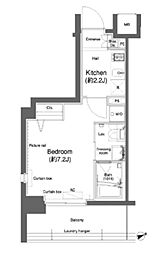 プラウドフラット鶴見2 1Kの間取図画像