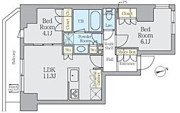 クレストコート上野 3階2LDKの間取り