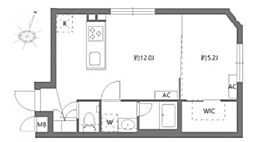 新宿区新小川町マンション 1LDKの間取図画像