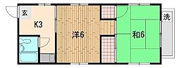 関沢マンション 2Kの間取図画像