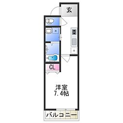 フジパレス我孫子前5番館 1Kの間取図画像