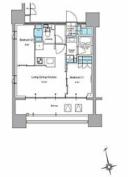 J.リヴェール上野入谷フロント 10階2LDKの間取り