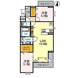 センカ2 2LDKの間取図画像