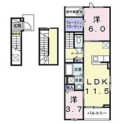 カーサルーチェ 2LDKの間取図画像
