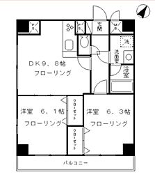 COZYCOURT三軒茶屋TOKYO 2DKの間取図画像
