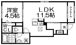 アルテア ロゼア 1LDKの間取図画像