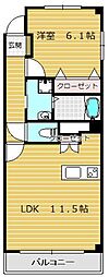 ベスト・デイ・イースト 2階1LDKの間取り